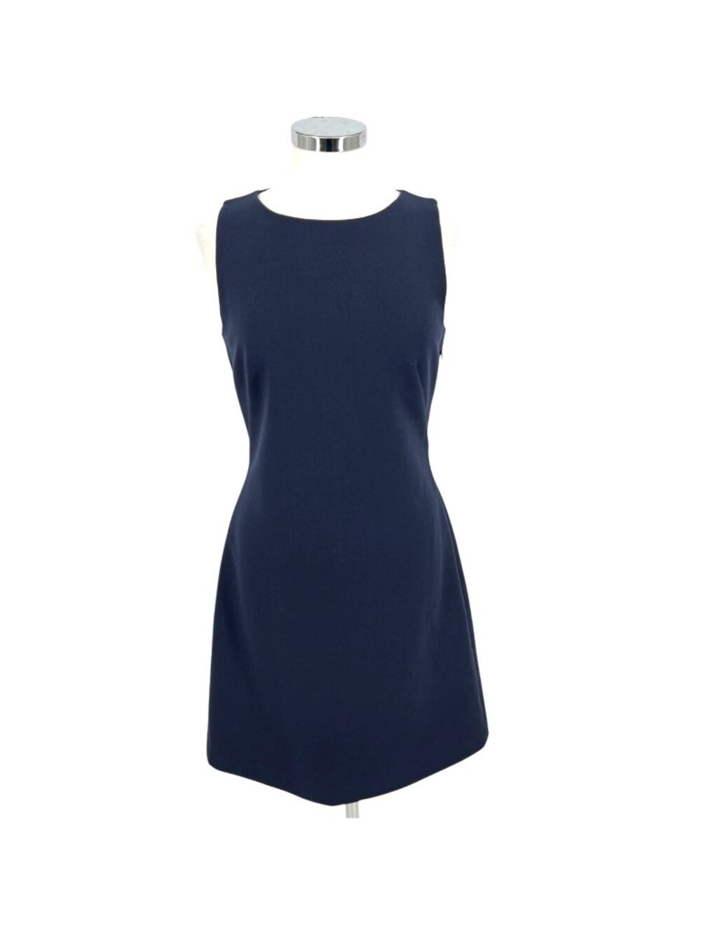 Theory Jemania Navy Wool Blend Sleeveless Cutout Back Dress Quiet Luxury Size 8
